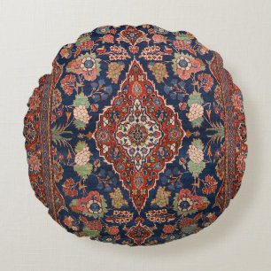 Almofada Redonda Medalha Vermelha Persia Kashan Lattice