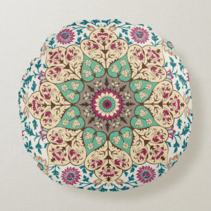 Almofada Redonda Medallion Vintage, padrão multicolorido em turco,