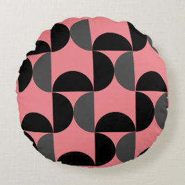 Almofada Redonda Médio Século moderno cor-de-rosa preto e cinza