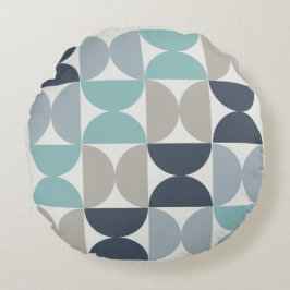 Almofada Redonda Médio século Verde azul moderno e cinzas