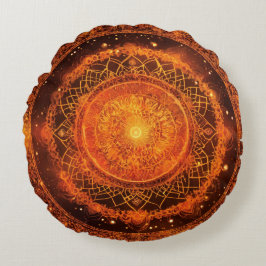Almofada Redonda Meditação Sacral Chakra Orange Mandala