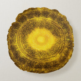 Almofada Redonda Meditação Solar Plexus Chakra Yellow Mandala