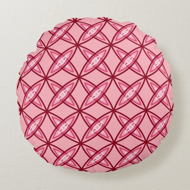 Almofada Redonda Meio século atômico moderno - Rosa Balé (Frente)