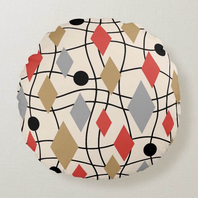 Almofada Redonda Meio século Geométrico Moderno (Frente)