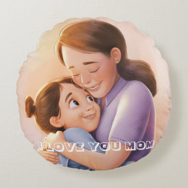 Almofada Redonda Melhor Mãe Nunca Personalizar Foto Da Família (Frente)