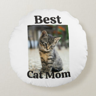 Almofada Redonda melhor mamãe gato papai pai mãe animal foto gatinh