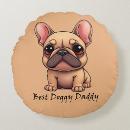 Almofada Redonda Melhor Papai Cachorrinho Bulldog Francês Pet Cacho