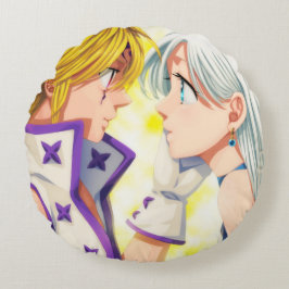 Almofada Redonda Meliodas e Elizabeth