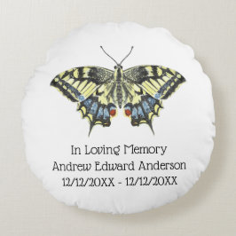 Almofada Redonda Memorial de Borboleta Personalizado Perda de Ente 