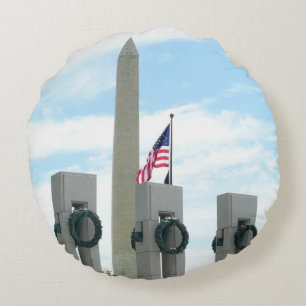 Almofada Redonda Memorial do Washington Monument e da WWII em DC