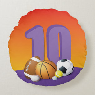 Almofada Redonda Menina: 10º Aniversário de Esportes