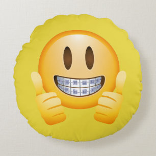 Almofada Redonda menina do emoji das cintas dos polegares com