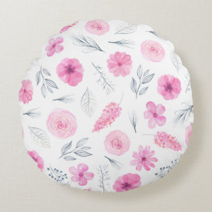 Almofada Redonda Menina Floral Rosa Bonito Para Suas Flores Rosas