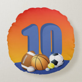 Almofada Redonda Menino 10º Aniversário do Esporte Balls