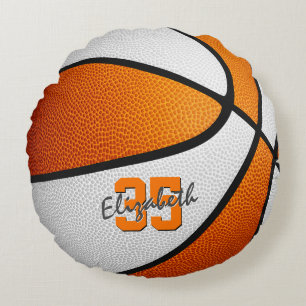 Almofada Redonda meninos brancos laranja meninas basquete esportivo