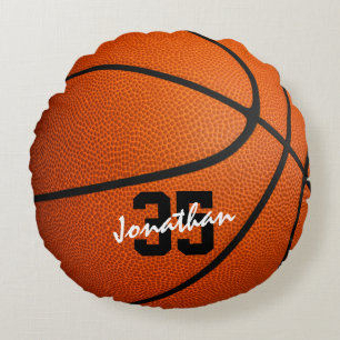 Almofada Redonda Meninos personalizados jogando basquetebol em trav