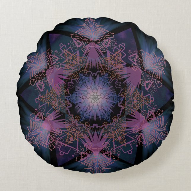 Almofada Redonda Merkabah Mandala (Frente)