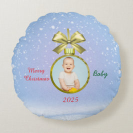 Almofada Redonda Merry Christmas Baby Photo