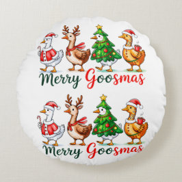 Almofada Redonda Merry Goosmas Christmas Funny Goose Tri-Blend Shir
