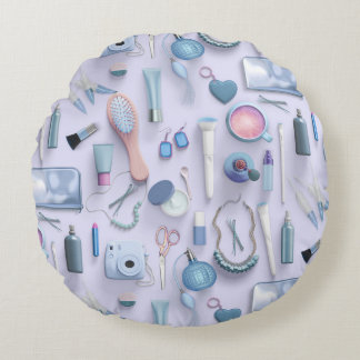 Almofada Redonda Mesa azul da vaidade