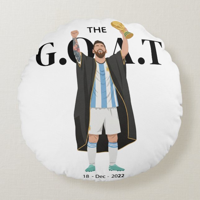 Almofada Redonda Messi Campeão da Copa do Mundo  (Frente)