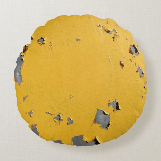 Almofada Redonda Metal amarelo rachado: textura suja. (Frente)