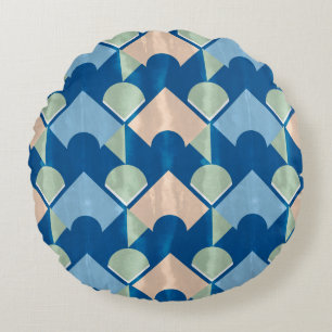 Almofada Redonda Metallic blue geometric diamond shapes