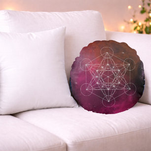 Almofada Redonda Metatron Cósmico Geometria Sagrada