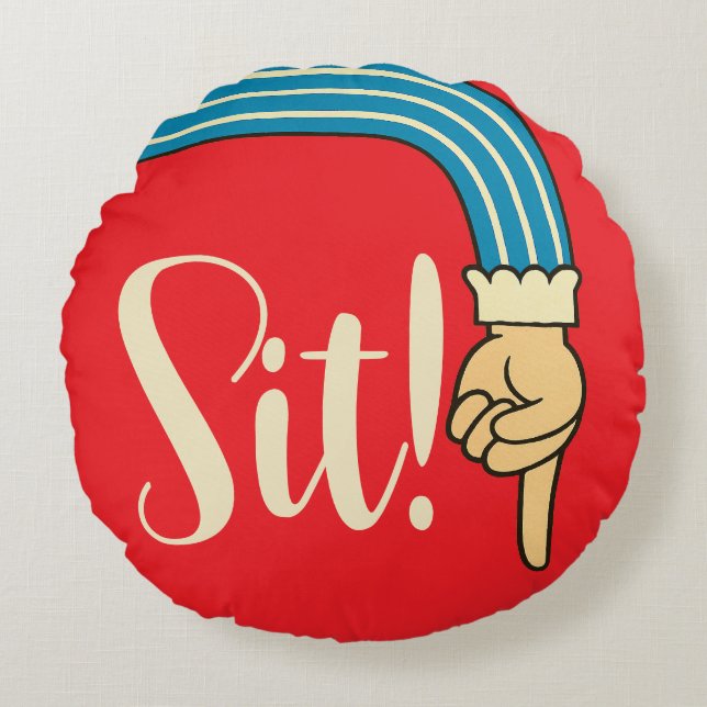 Almofada Redonda Mid- Century Jazzy Pointing Hand/Finger Manicule (Frente)