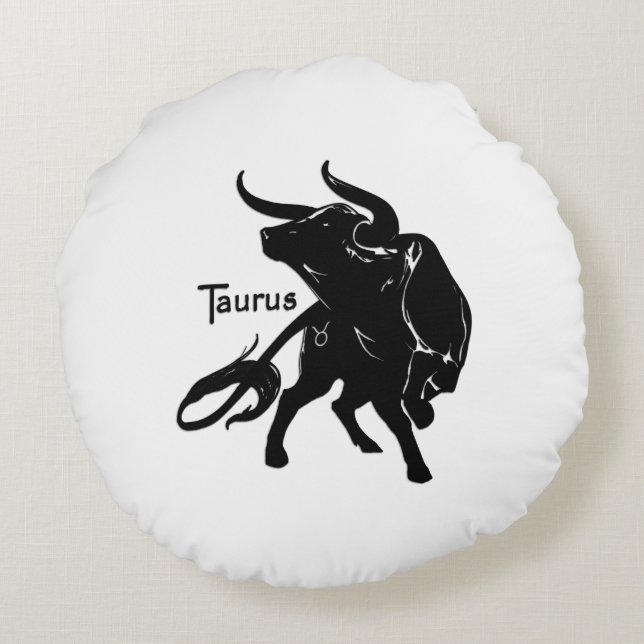 Almofada Redonda Mighty Taurus, o Bull Zodiac Inicial (Verso)