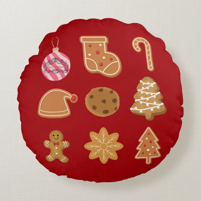 Almofada Redonda Mikitiez gingerbread christmascookiesandmilk santa (Frente)