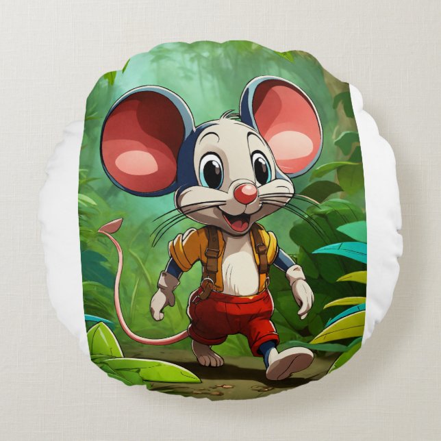 Almofada Redonda Milo, o Mouse Selvagem (Frente)
