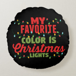 Almofada Redonda Minha Cor Favorita É Luzes De Natal