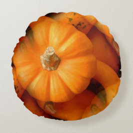 Almofada Redonda Mini Pumpkins Laranja E Gourds Caem Foto