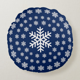 Almofada Redonda Minimalista Mandala de Natal com Flocos de Neve em