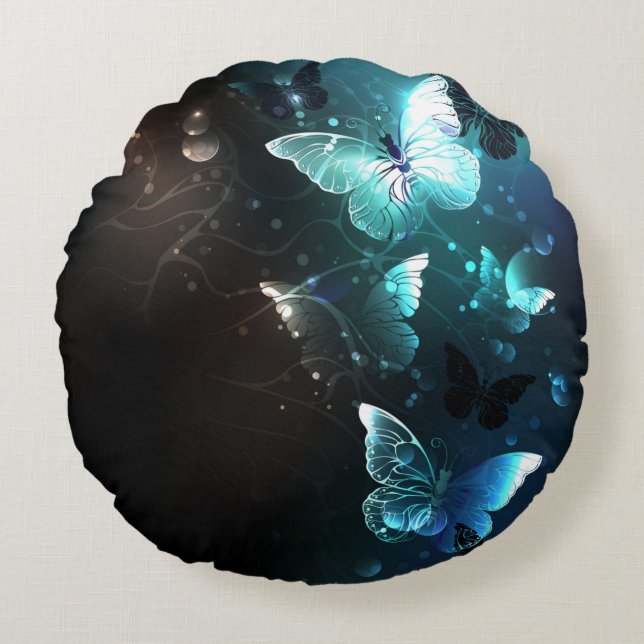 Almofada Redonda Mint Night Butterflies (Frente)