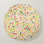 Almofada Redonda Mint Pink Yellow Green Fruity Dots<br><div class="desc">Oranges Mint Pink Yellow Green Fruit Limes Dots</div>