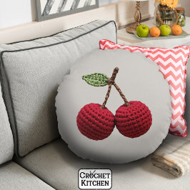 Almofada Redonda Minúscula Girly Crochet Red Cherry Summer