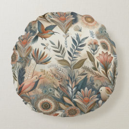 Almofada Redonda Mistura boêmica de chalé, magenta, roxo em cremes