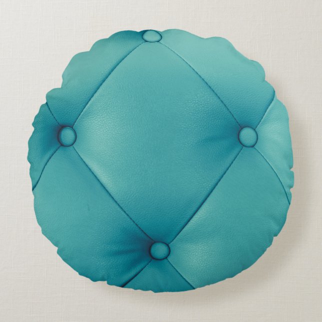 Almofada Redonda Mobiliário de couro castanho luxuoso, com, mas (Frente)