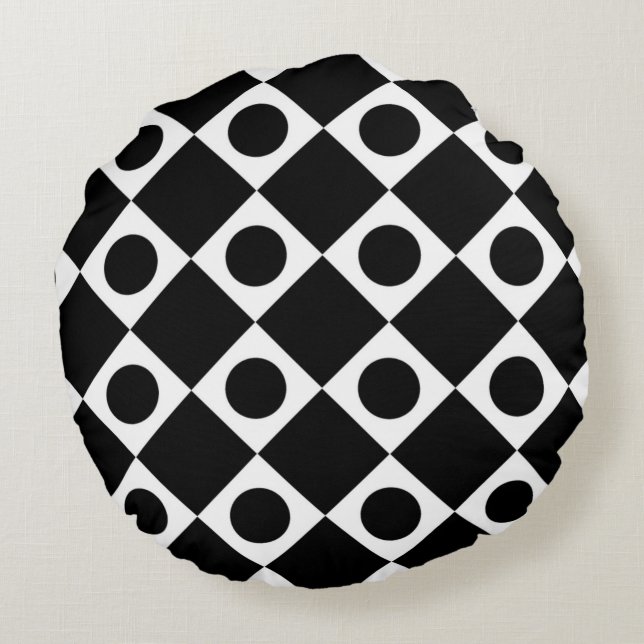 Almofada Redonda Mod Retro 60's Black (Verso)