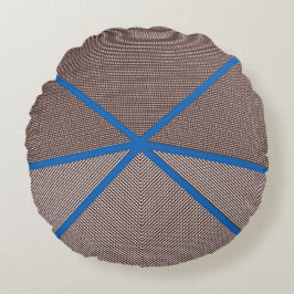 Almofada Redonda Modern Blue and Brown Geometric Round Pillow