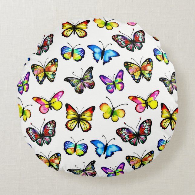 Almofada Redonda Modern Butterfly Pattern Round Pillow  (Frente)