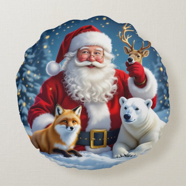 Almofada Redonda Modern Minimalist Christmas Round Pillow (Verso)