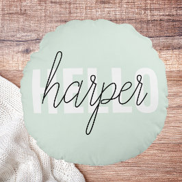 Almofada Redonda Modern Pastel Mint Hello E Você Nome