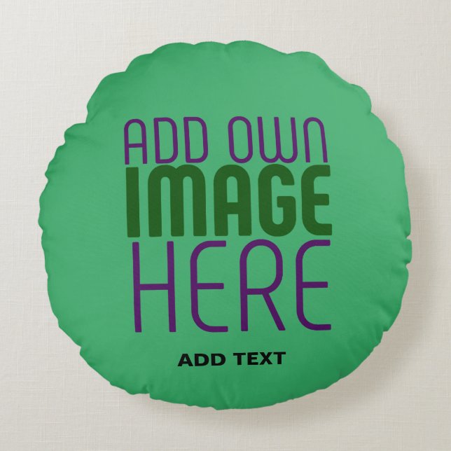 ALMOFADA REDONDA MODERNO EDITABLE EMERALD GREEN IMAGE TEXTO MODELO (Frente)