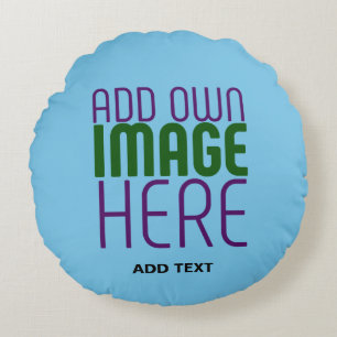 ALMOFADA REDONDA MODERNO EDITABLE SWAG SKY BLUE IMAGE TEXTO MODELO