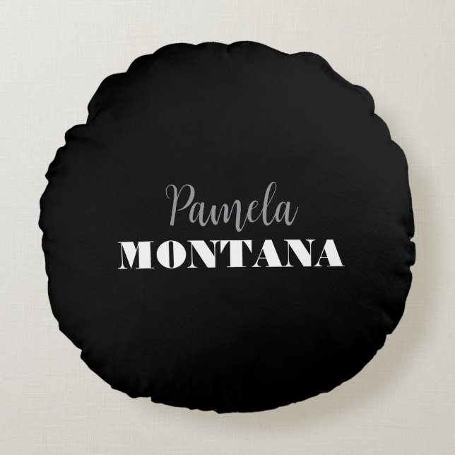 Almofada Redonda Moderno Pessoal Minimalista Negro (Frente)