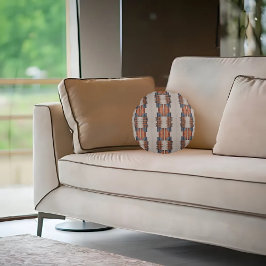 Almofada Redonda Moderno Taupe Denim e Feira