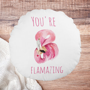 Almofada Redonda Moderno Você É Flagrante Beleza Rosa Flamingo
